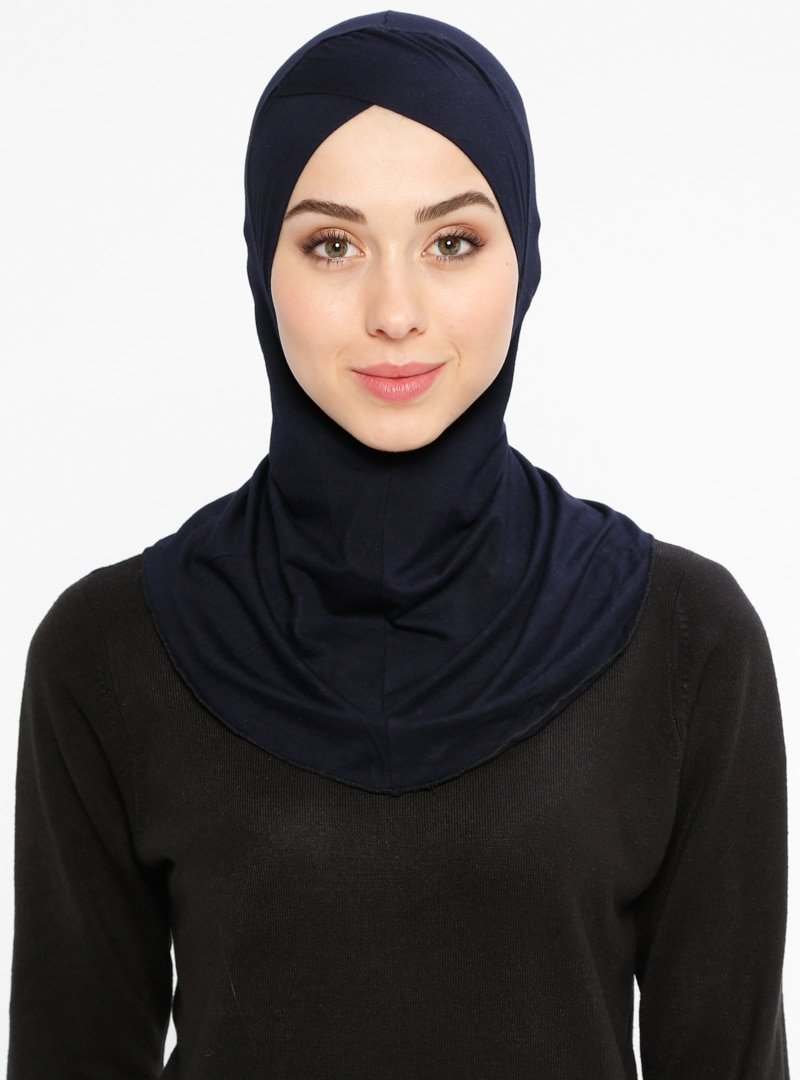 Ecardin Lacivert Büyük Hijab Çapraz Bone