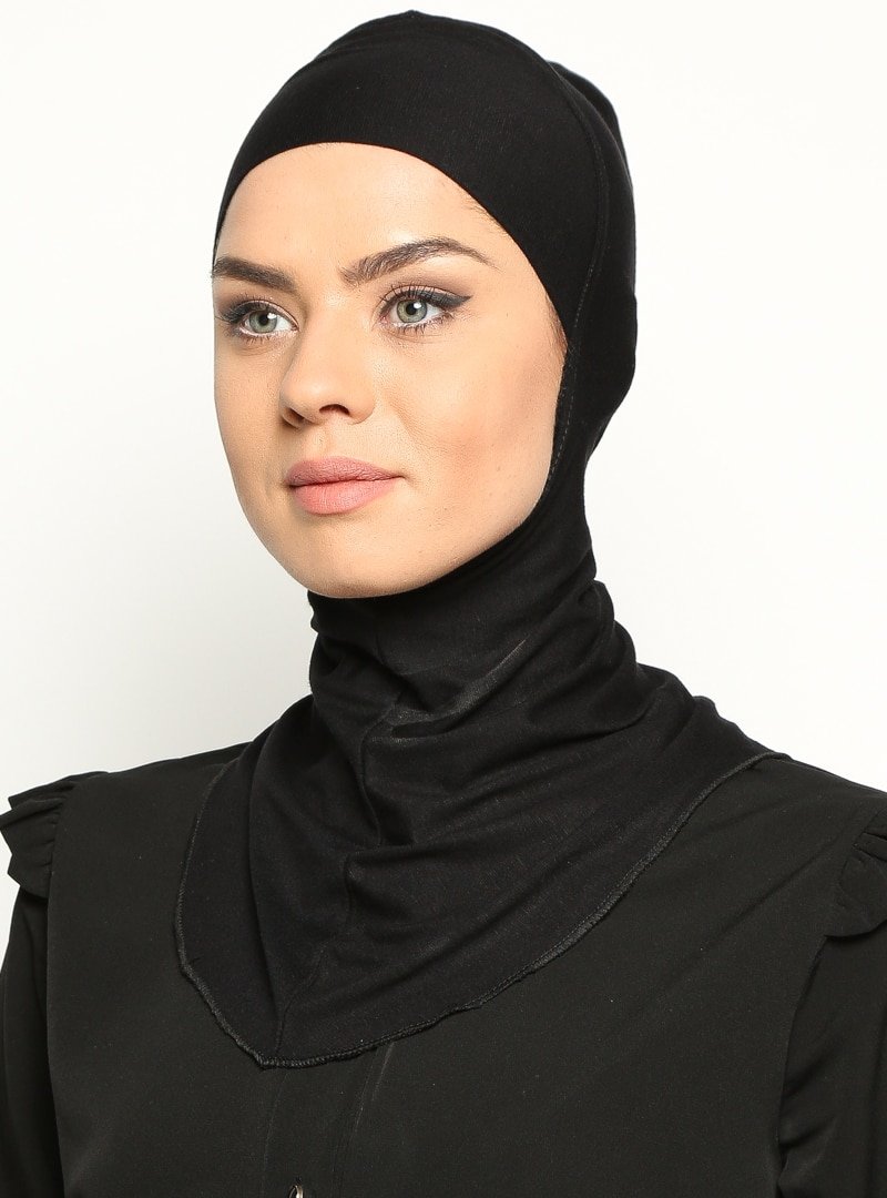 Ecardin Siyah Boyunluklu Hijab Bone
