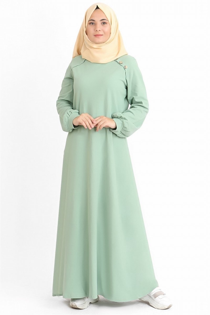 Fahima Mint Düğme Detaylı Elbise