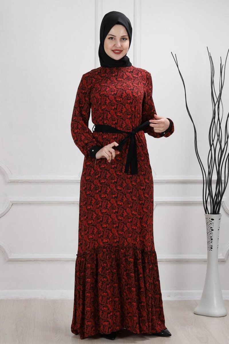 Feiza Collection Bordo Desenli Elbise