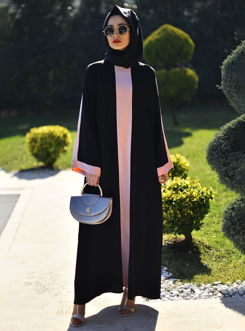 Gabra Siyah Pudra Ferace Elbise