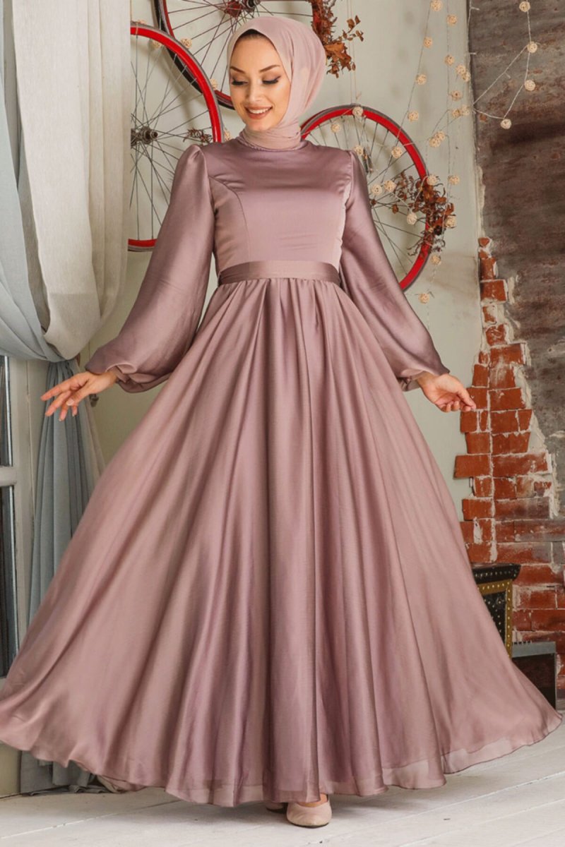 Neva Style Vizon Balon Kol Abiye Elbise