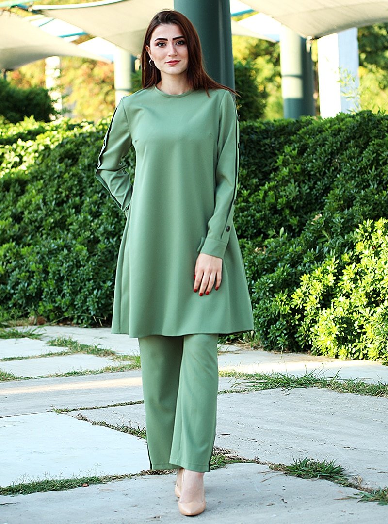 Nurgül Çakır Yeşil Lina Tunik&Pantolon İkili Takım