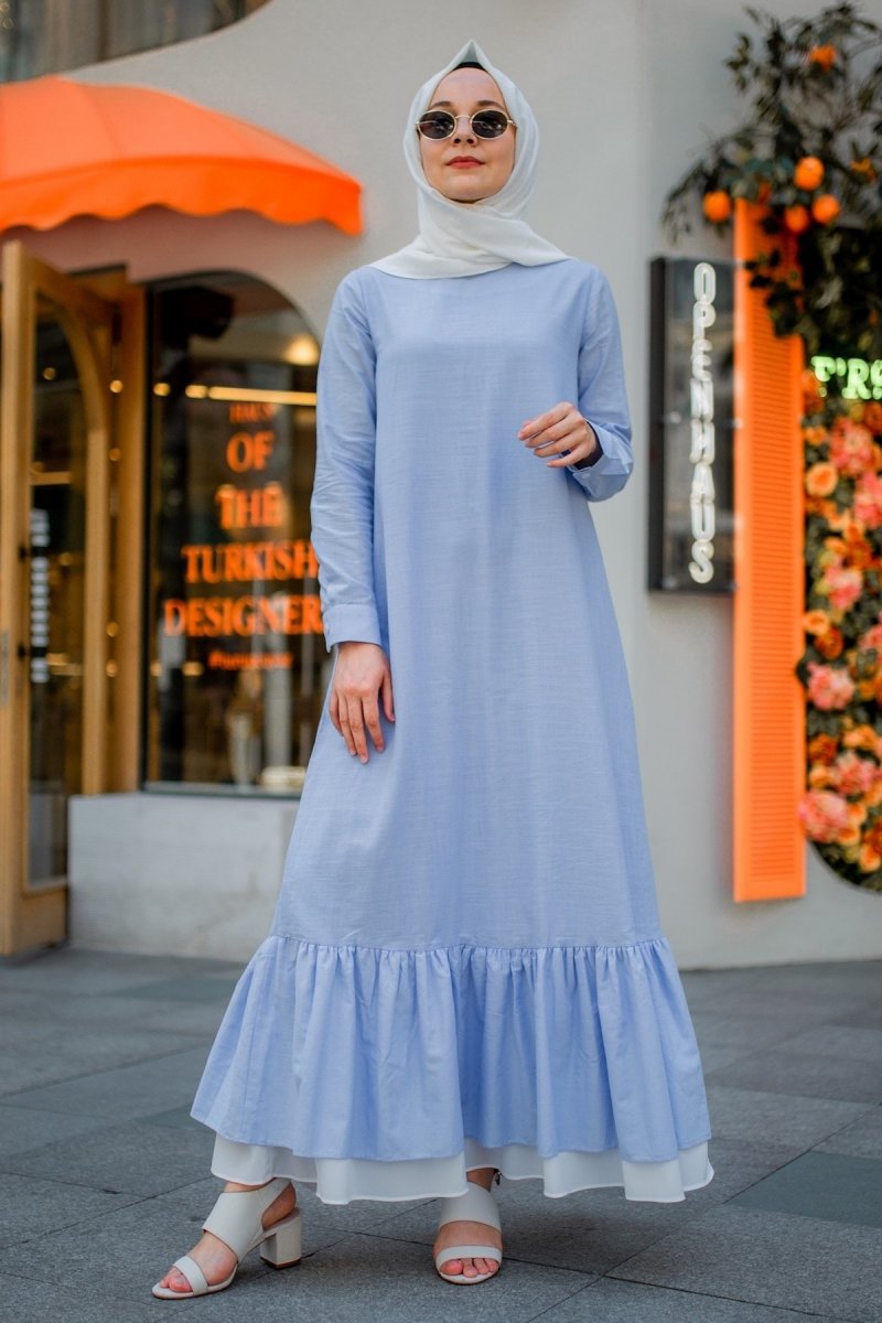 Pastelastore Bebe Mavi Zeyn Fırfırlı Elbise
