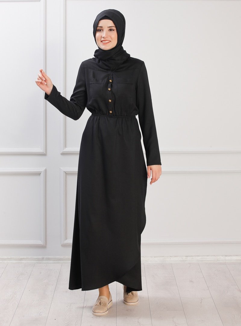 Rana Zenn Siyah Ayça Elbise