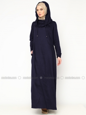 CML Collection İndigo Kapüşonlu Elbise