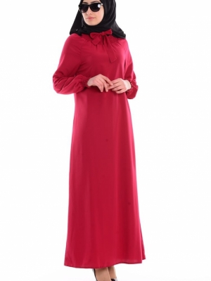 Sefamerve Kırmızı Lastik Detaylı Elbise
