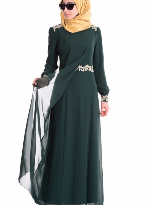 Sefamerve Yeşil Şifon Elbise