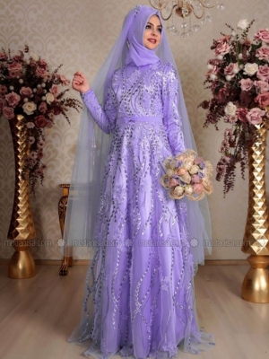 Pınar Şems Lila Buket Abiye Elbise