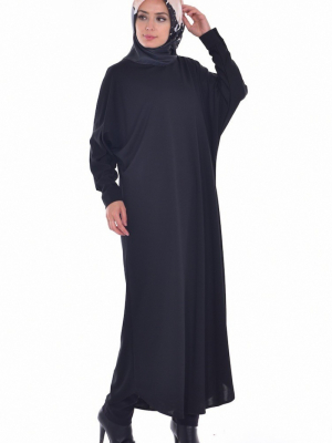 Sefamerve Siyah Yarasa Kol Elbise