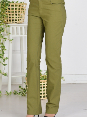 Sefamerve Açık Haki Yeşil Likralı Boru Paça Pantolon