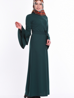Sefamerve Zümrüt Yeşil İspanyol Kol Kalem Elbise