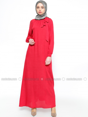 ModaNaz Kırmızı Gipeli Elbise