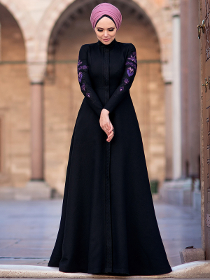 Muslima Wear Siyah Mehendi Elbise