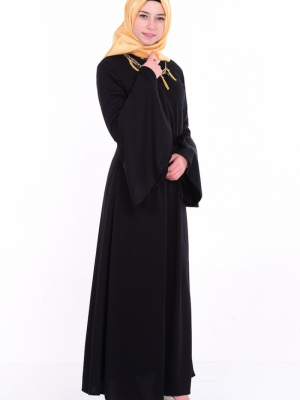 Sefamerve Siyah İspanyol Kol Kolyeli Elbise