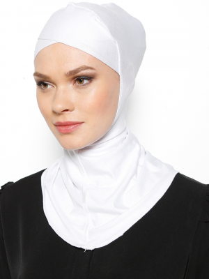 Ecardin Beyaz Büyük Hijab Çapraz Bone