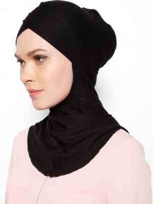 Ecardin Siyah Büyük Hijab Çapraz Bone
