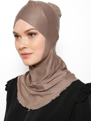 Ecardin Koyu Vizon Büyük Hijab Çapraz Bone