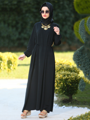 Fatma Aydın Siyah V Yaka Elbise