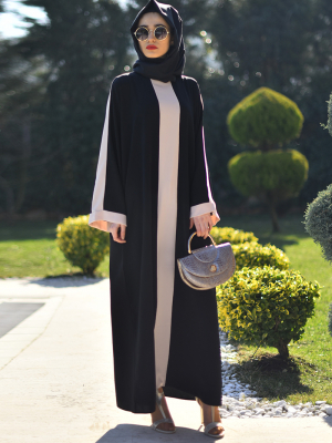 Gabra Siyah Krem Ferace Elbise