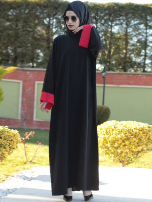 Gabra Kırmızı Siyah Ferace Elbise