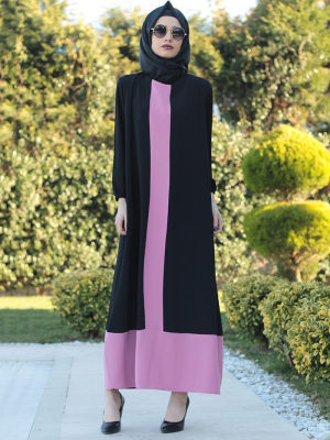 Fatma Aydın Pudra Siyah Garnili Elbise