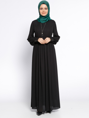 Eva Fashion Siyah Kolyeli Elbise