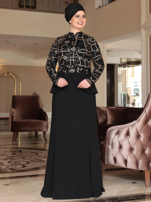 Saliha Siyah Yakut Abiye Elbise