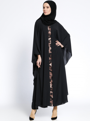 Filizzade Siyah Camel Garnili Ferace Elbise