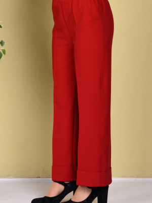 Sefamerve Kırmızı Beli Lastikli Pantolon