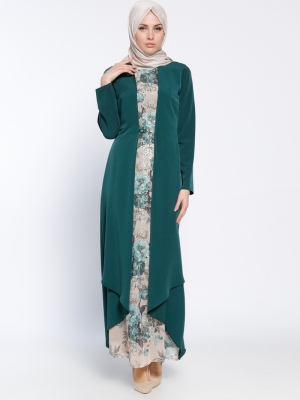 Sevilay Giyim Yeşil Kemerli Abiye Elbise