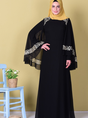 Sefamerve Siyah Şifon Elbise