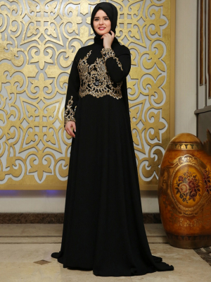 Saliha Siyah Asil Abiye Elbise