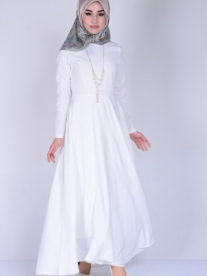 Sefamerve Beyaz Asimetrik Elbise