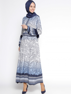 CML Collection Mavi Desenli Elbise