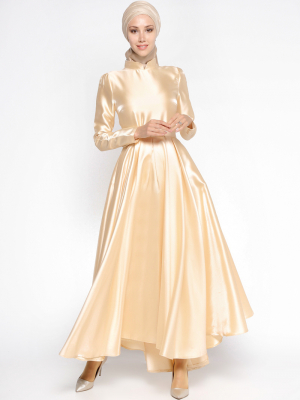 LOREEN Gold Pile Detaylı Abiye Elbise