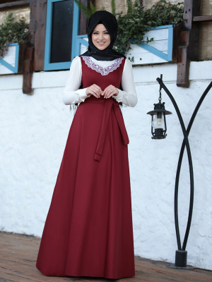 Al-Marah Bordo Güler Elbise