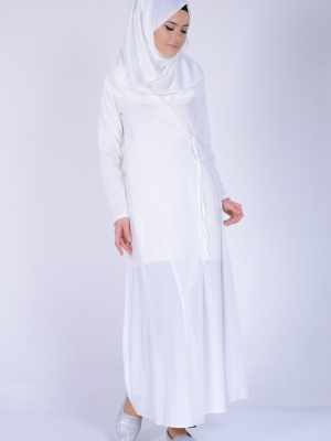 Sefamerve Beyaz Şallı Namaz Elbise