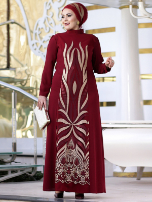 Nesrin Emniyetli Bordo Sultan Abiye Elbise