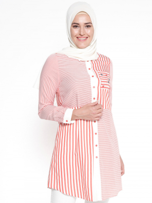 Kayra Kırmızı Çizgili Tunik