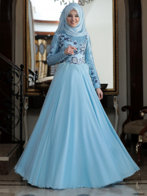Al-Marah Mavi Aynisa Abiye Elbise
