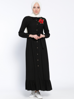 Modesty Siyah Boydan Düğmeli Elbise