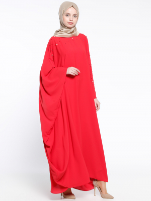 Filizzade Kırmızı İncili Salaş Elbise