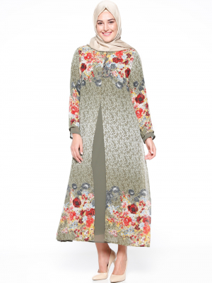 CML Collection Haki Desenli Elbise