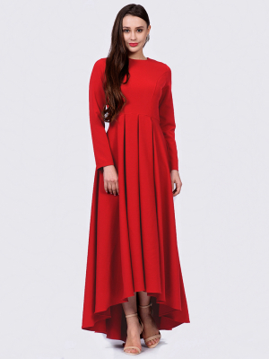 İroni Kırmızı Pileli Elbise