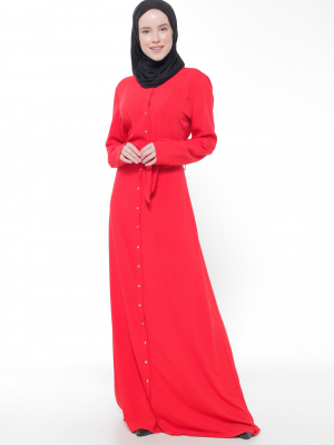 Appleline Kırmızı Düğmeli Elbise