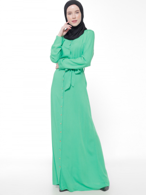 Appleline Yeşil Düğmeli Elbise