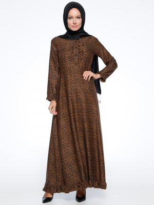 CML Collection Safran Şal Desenli Elbise