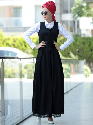 Selma Sarı Design Siyah Fulya Jile Elbise