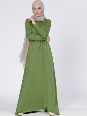 Everyday Basic Yeşil Doğal Kumaşlı Salaş Elbise